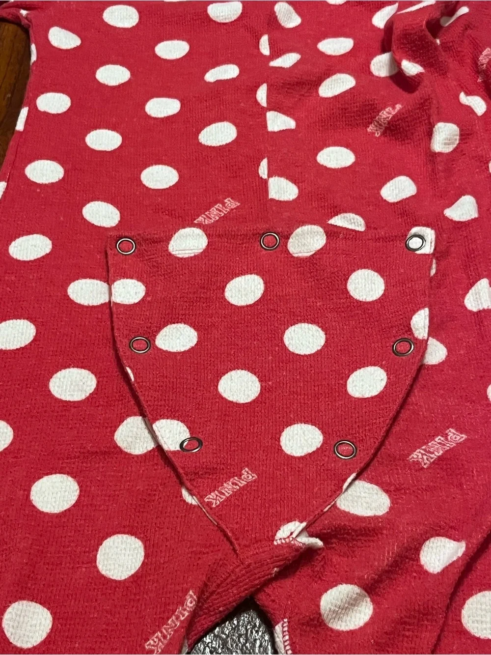 Pink Red Polka Dot Cat Jumpsuit with Silver Cat Embroidery - size S/P
